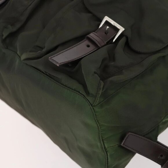 PRADA Backpack Nylon Khaki Silver Auth 147403 - Picture 3 of 16
